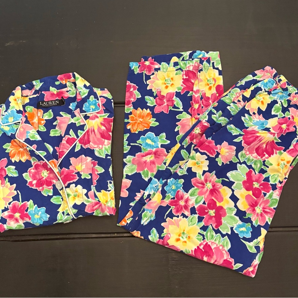 Ralph Lauren Blue Floral Pajama Set
